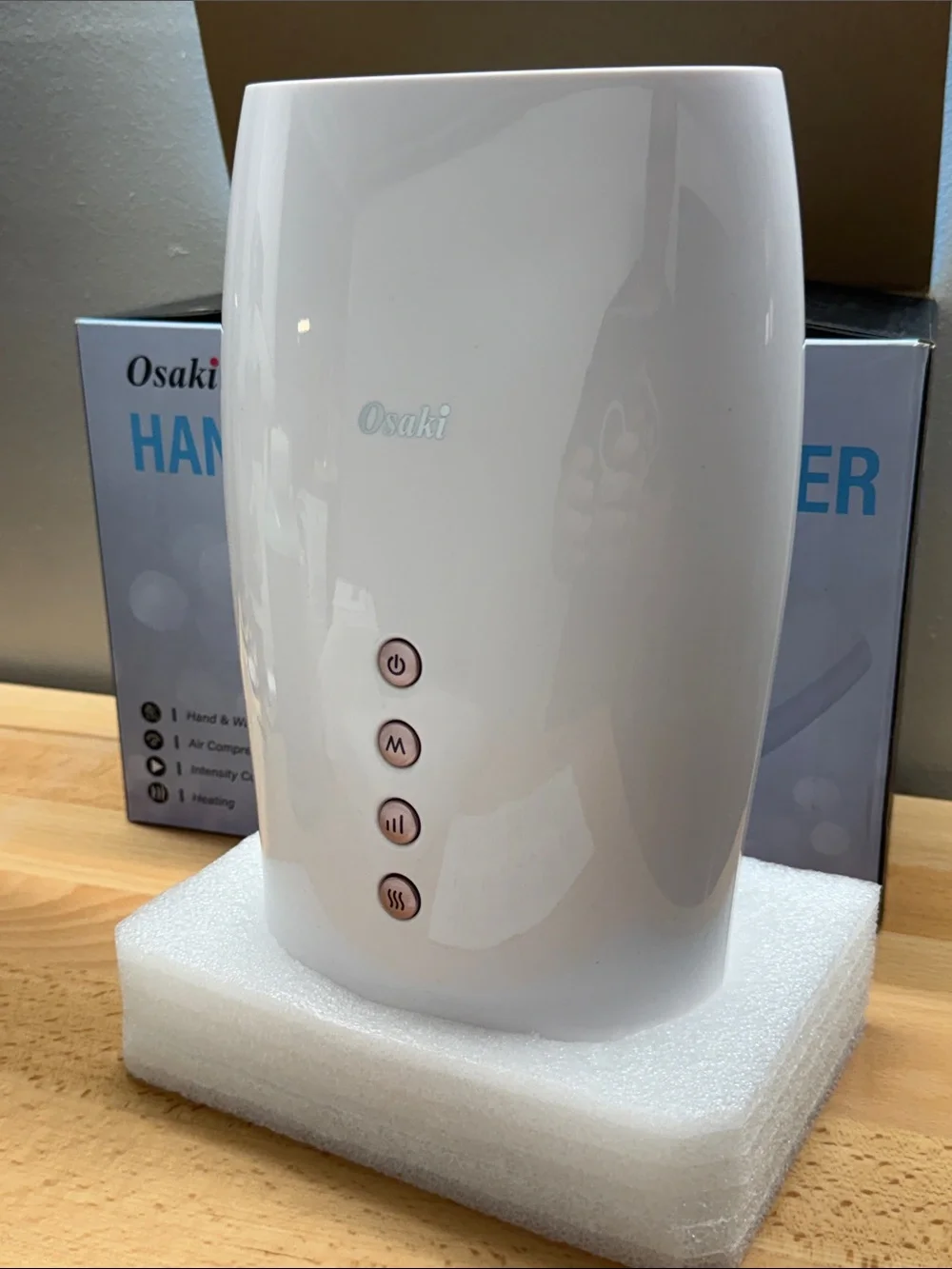 Osaki White & Rose Gold Hand/Wrist Massager - Heated Air Compression